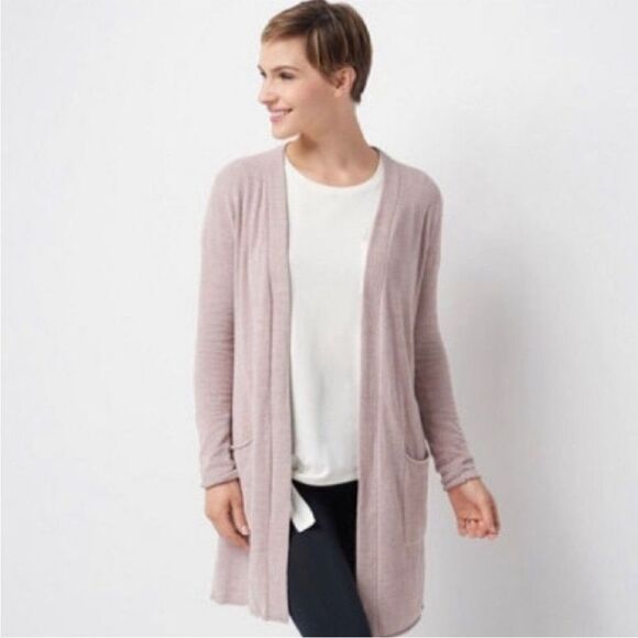 Barefoot Dreams Cozy Chic Ultra Light Back Tie Cardigan Dusty Rose Size Small - Picture 1 of 7